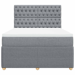 Κρεβάτι Boxspring με Στρώμα Ανοιχτό Γκρι 140x190 εκ. Υφασμάτινο - Pakobazaar