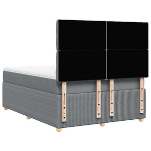 Κρεβάτι Boxspring με Στρώμα Ανοιχτό Γκρι 140x190 εκ. Υφασμάτινο - Pakobazaar