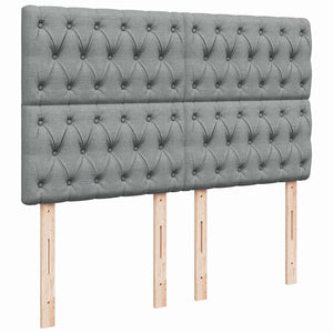 Κρεβάτι Boxspring με Στρώμα Ανοιχτό Γκρι 140x190 εκ. Υφασμάτινο - Pakobazaar