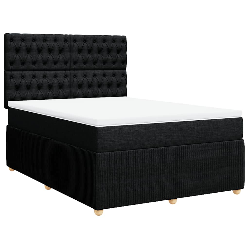 Κρεβάτι Boxspring με Στρώμα Μαύρο 140x190 εκ. Υφασμάτινο