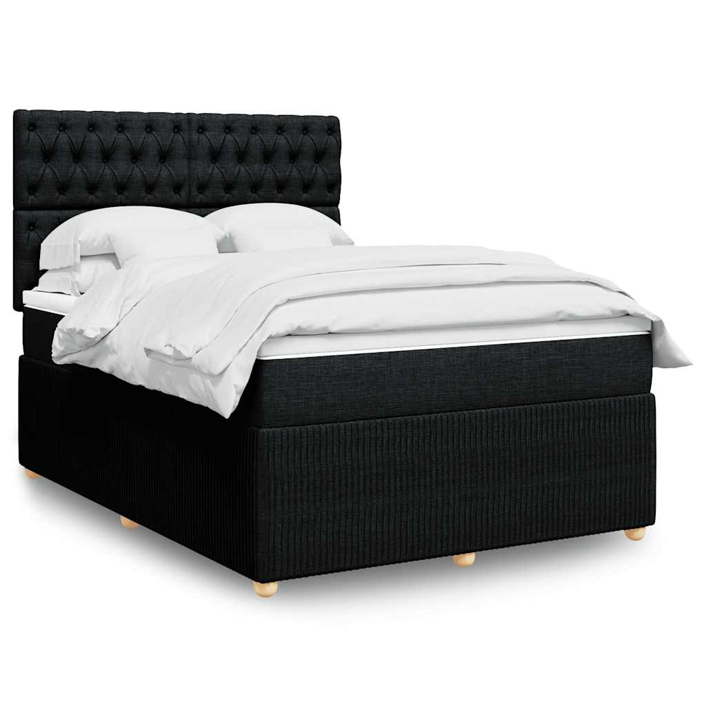 Κρεβάτι Boxspring με Στρώμα Μαύρο 140x190 εκ. Υφασμάτινο