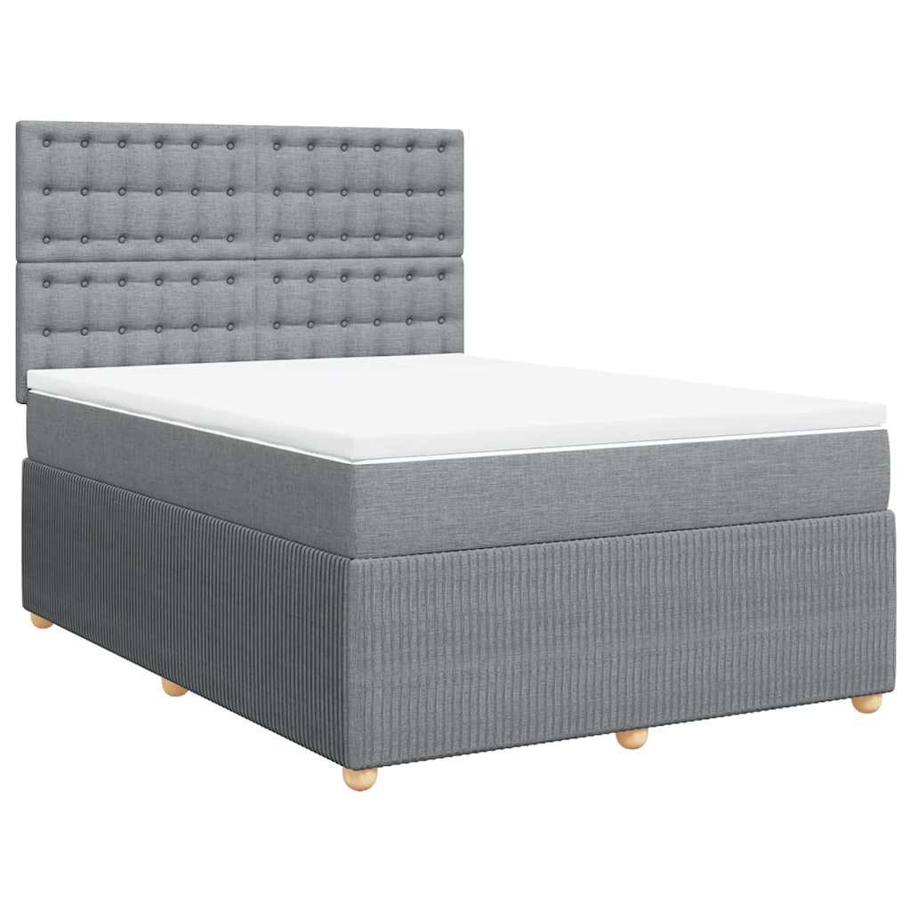 Κρεβάτι Boxspring με Στρώμα Ανοιχτό Γκρι 140x190 εκ. Υφασμάτινο