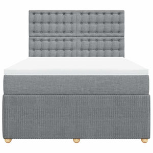 Κρεβάτι Boxspring με Στρώμα Ανοιχτό Γκρι 140x190 εκ. Υφασμάτινο