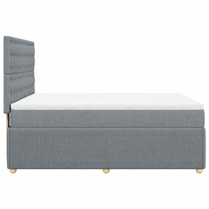 Κρεβάτι Boxspring με Στρώμα Ανοιχτό Γκρι 140x190 εκ. Υφασμάτινο