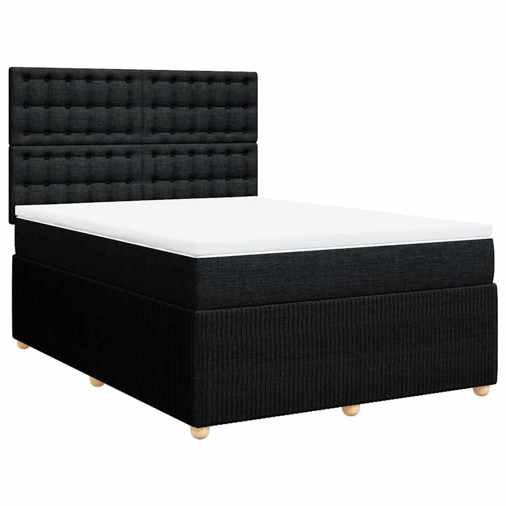 Κρεβάτι Boxspring με Στρώμα Μαύρο 140x190 εκ. Υφασμάτινο