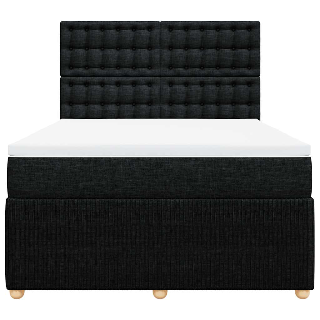 Κρεβάτι Boxspring με Στρώμα Μαύρο 140x190 εκ. Υφασμάτινο