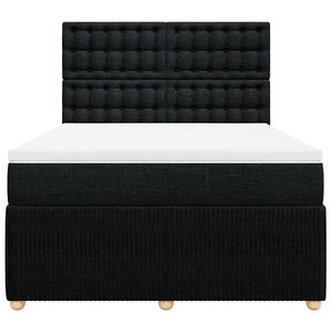 Κρεβάτι Boxspring με Στρώμα Μαύρο 140x190 εκ. Υφασμάτινο