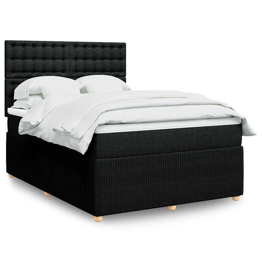 Κρεβάτι Boxspring με Στρώμα Μαύρο 140x190 εκ. Υφασμάτινο