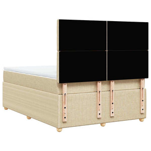 Κρεβάτι Boxspring με Στρώμα Κρεμ 140x190 εκ. Υφασμάτινο - Pakobazaar