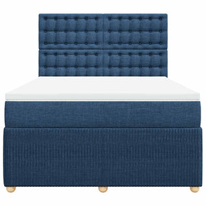 Κρεβάτι Boxspring με Στρώμα Μπλε 140x190 εκ. Υφασμάτινο