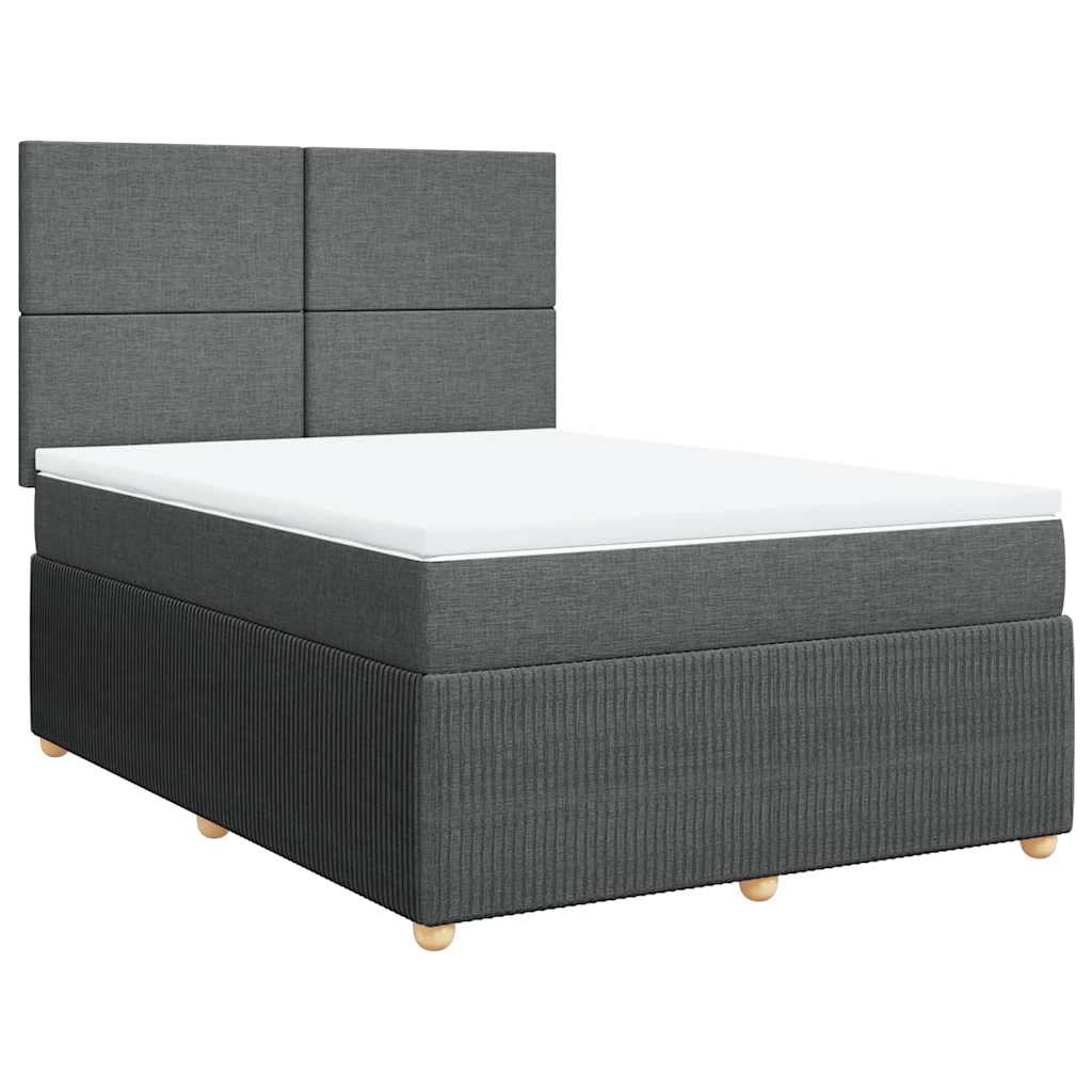 Κρεβάτι Boxspring με Στρώμα Σκούρο Γκρι 140x200 εκ Υφασμάτινο - Pakobazaar