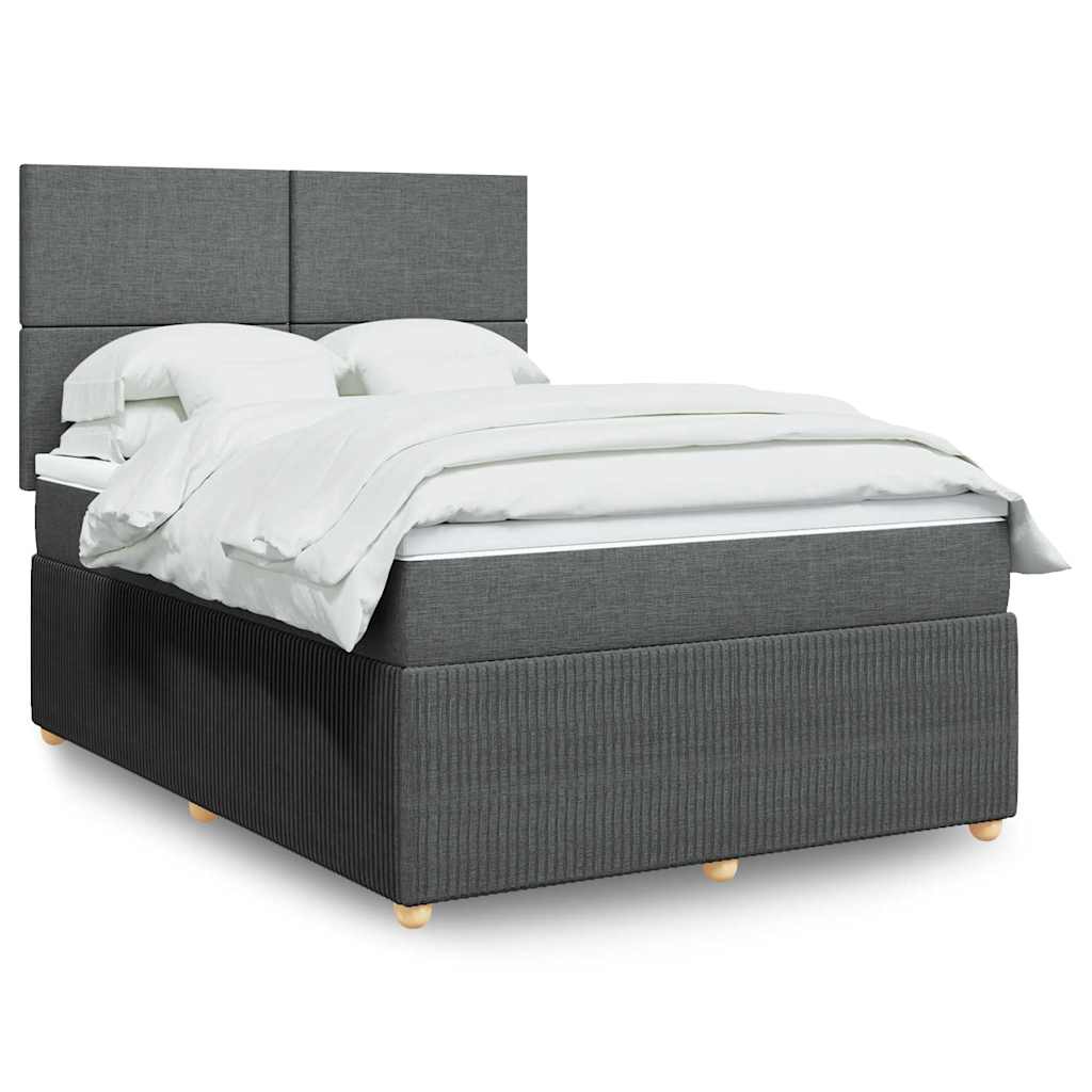 Κρεβάτι Boxspring με Στρώμα Σκούρο Γκρι 140x200 εκ Υφασμάτινο - Pakobazaar