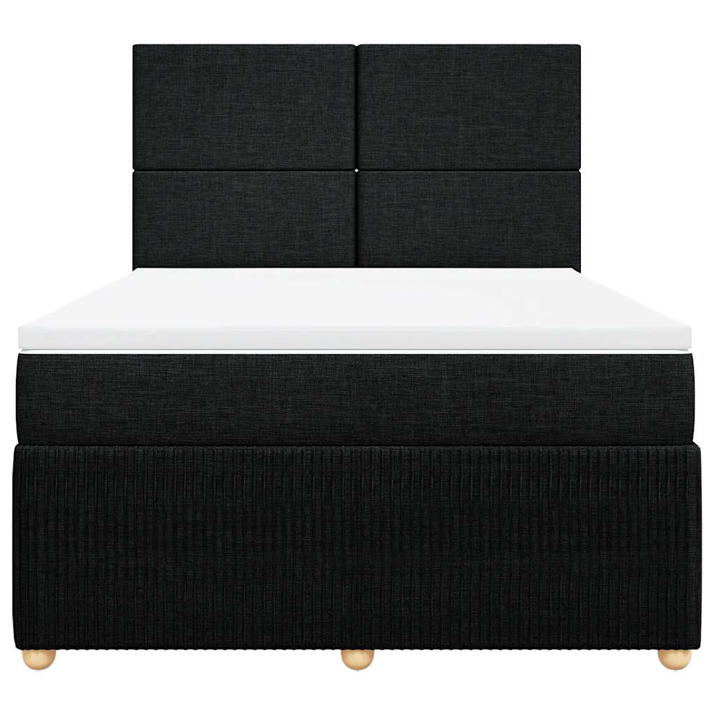 Κρεβάτι Boxspring με Στρώμα Μαύρο 140x200 εκ. Υφασμάτινο - Pakobazaar