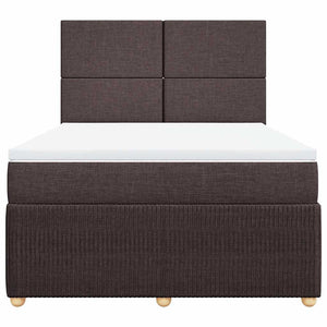 Κρεβάτι Boxspring με Στρώμα Σκούρο Καφέ 140x200 εκ Υφασμάτινο - Pakobazaar