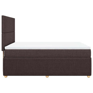 Κρεβάτι Boxspring με Στρώμα Σκούρο Καφέ 140x200 εκ Υφασμάτινο - Pakobazaar