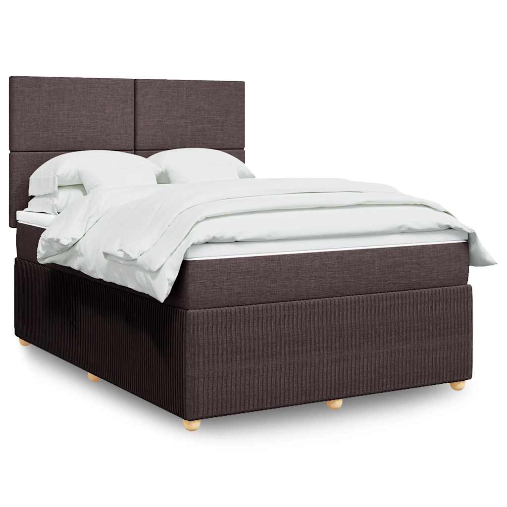 Κρεβάτι Boxspring με Στρώμα Σκούρο Καφέ 140x200 εκ Υφασμάτινο - Pakobazaar