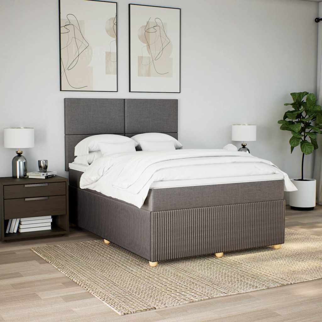 Κρεβάτι Boxspring με Στρώμα Taupe 140x200 εκ. Υφασμάτινο - Pakobazaar