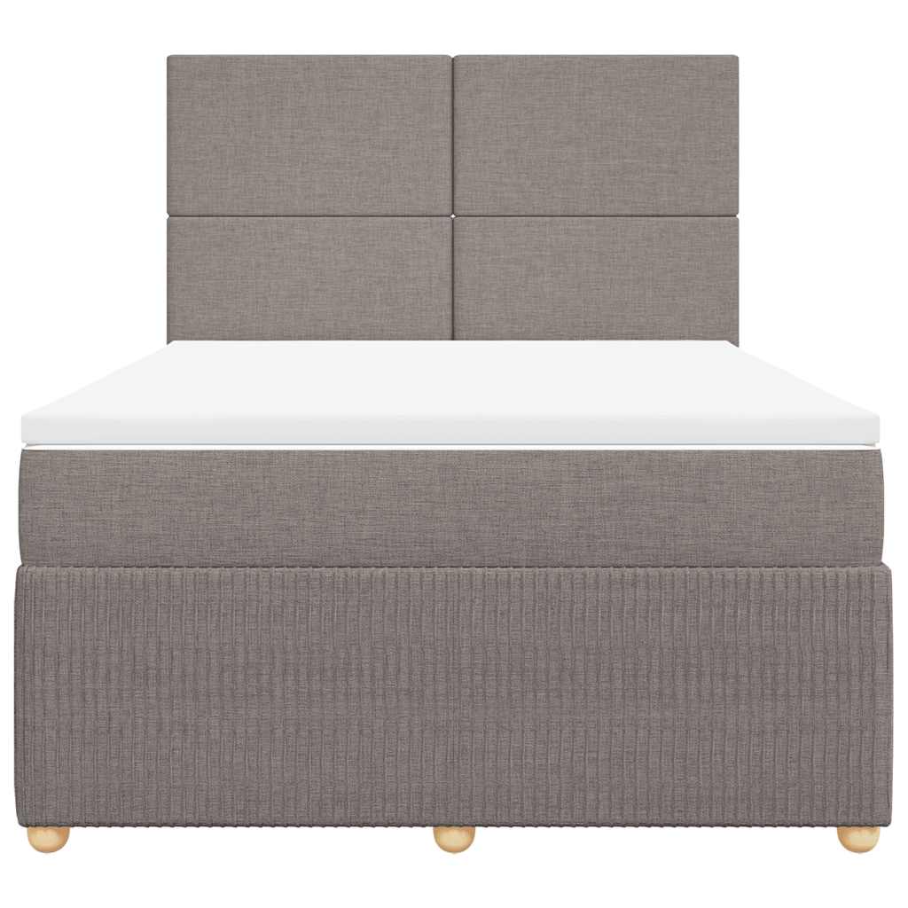 Κρεβάτι Boxspring με Στρώμα Taupe 140x200 εκ. Υφασμάτινο - Pakobazaar