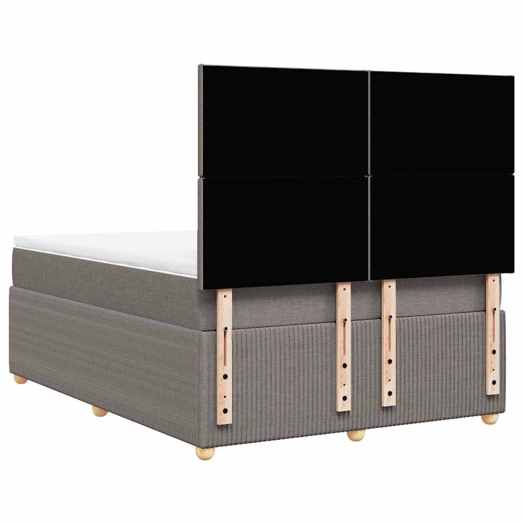 Κρεβάτι Boxspring με Στρώμα Taupe 140x200 εκ. Υφασμάτινο - Pakobazaar