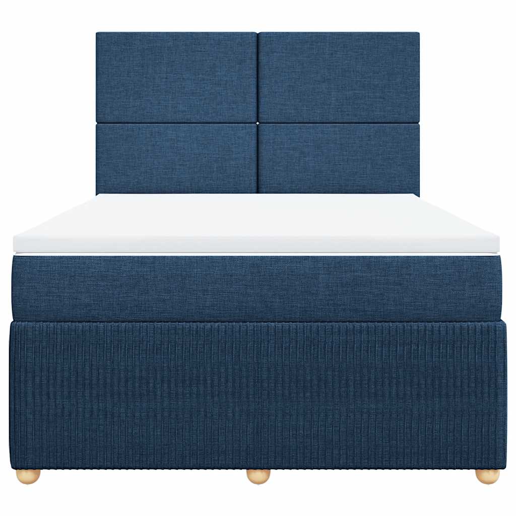 Κρεβάτι Boxspring με Στρώμα Μπλε 140x200 εκ. Υφασμάτινο - Pakobazaar