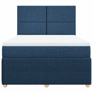 Κρεβάτι Boxspring με Στρώμα Μπλε 140x200 εκ. Υφασμάτινο - Pakobazaar