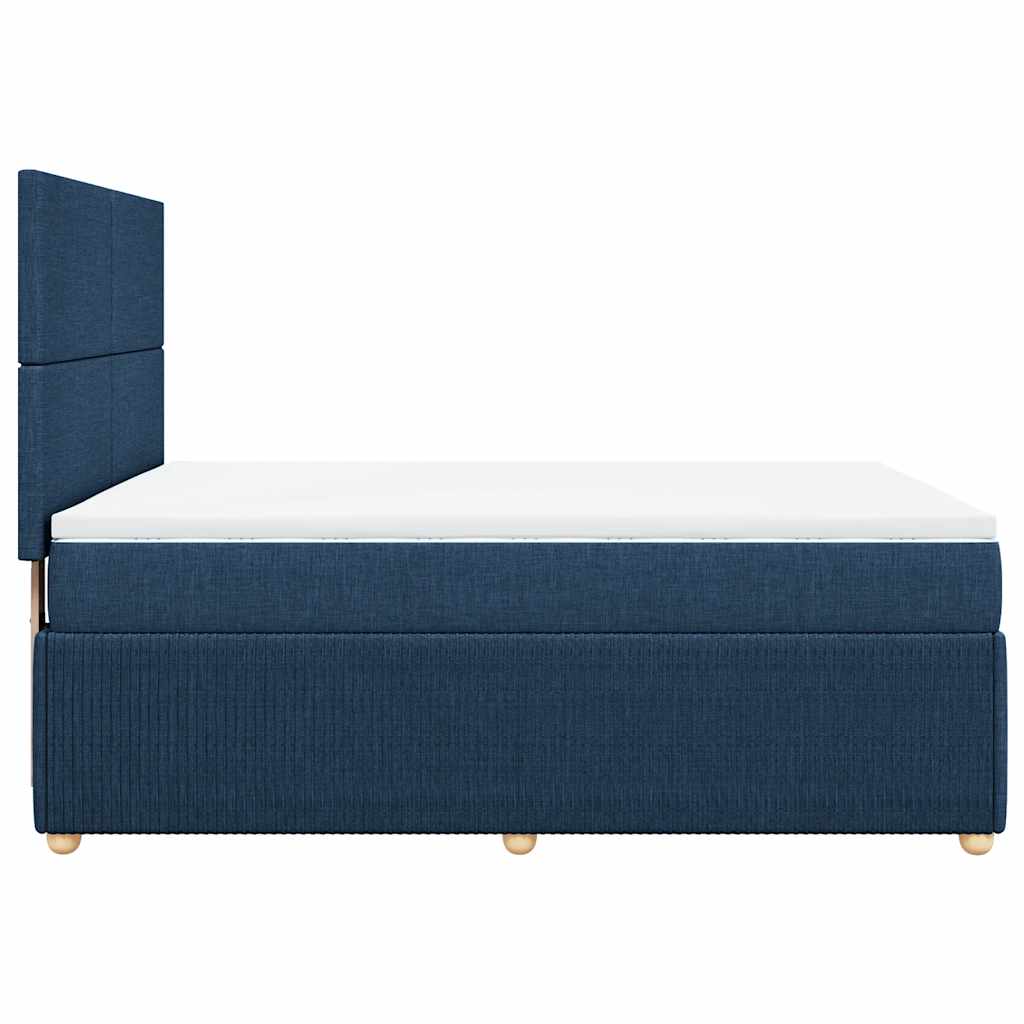 Κρεβάτι Boxspring με Στρώμα Μπλε 140x200 εκ. Υφασμάτινο - Pakobazaar