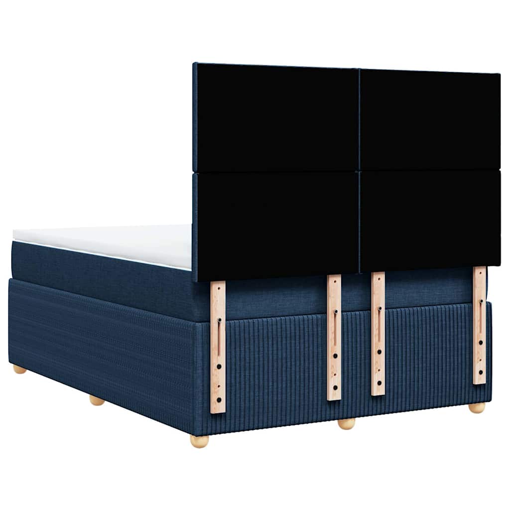Κρεβάτι Boxspring με Στρώμα Μπλε 140x200 εκ. Υφασμάτινο - Pakobazaar
