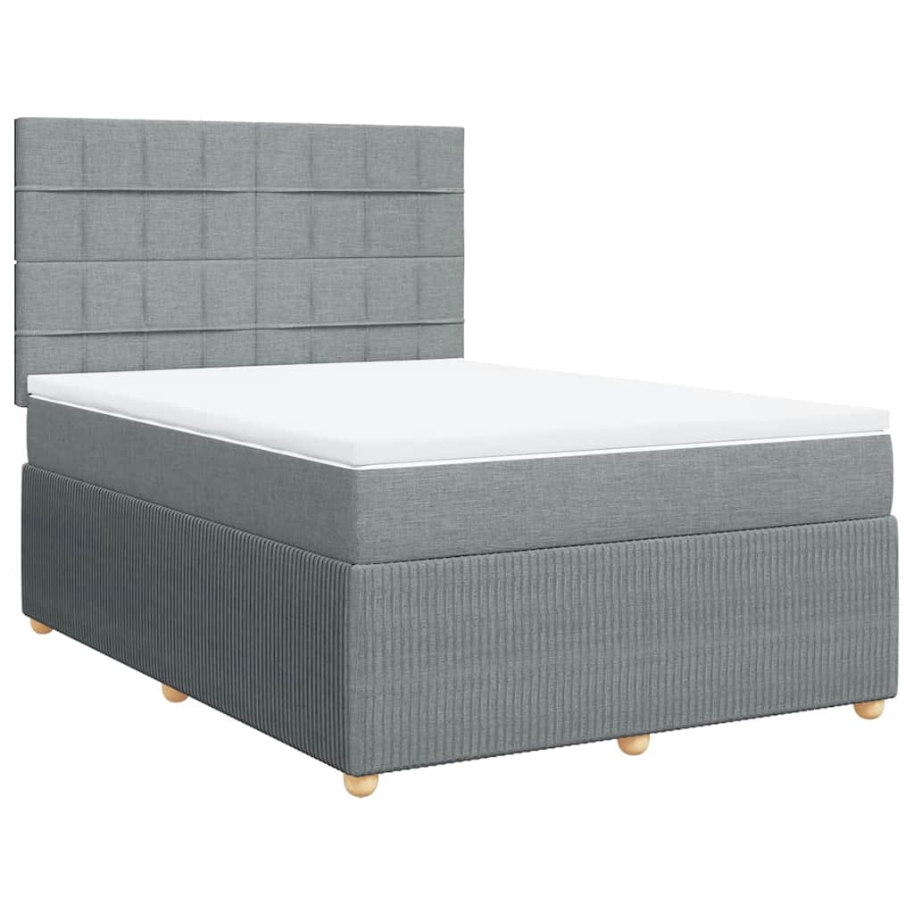 Κρεβάτι Boxspring με Στρώμα Ανοιχτό Γκρι 140x200 εκ. Υφασμάτινο