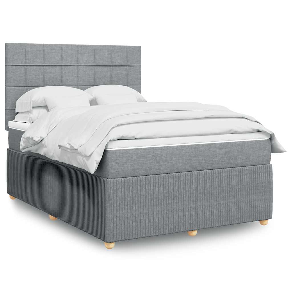 Κρεβάτι Boxspring με Στρώμα Ανοιχτό Γκρι 140x200 εκ. Υφασμάτινο