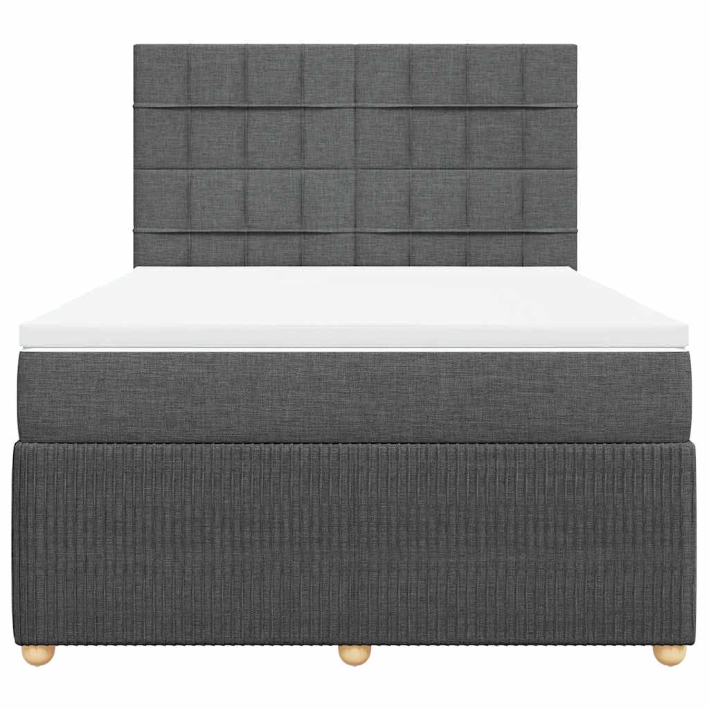 Κρεβάτι Boxspring με Στρώμα Σκούρο Γκρι 140x200 εκ Υφασμάτινο - Pakobazaar