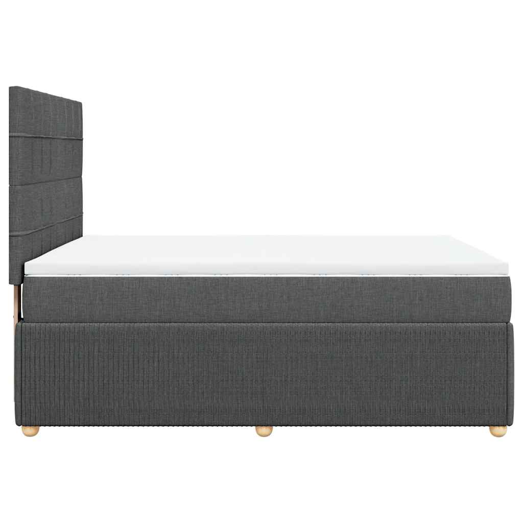 Κρεβάτι Boxspring με Στρώμα Σκούρο Γκρι 140x200 εκ Υφασμάτινο - Pakobazaar