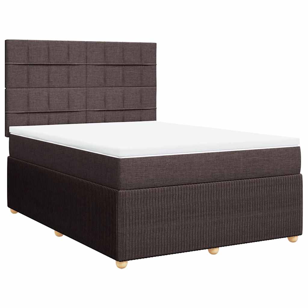 Κρεβάτι Boxspring με Στρώμα Σκούρο Καφέ 140x200 εκ Υφασμάτινο - Pakobazaar