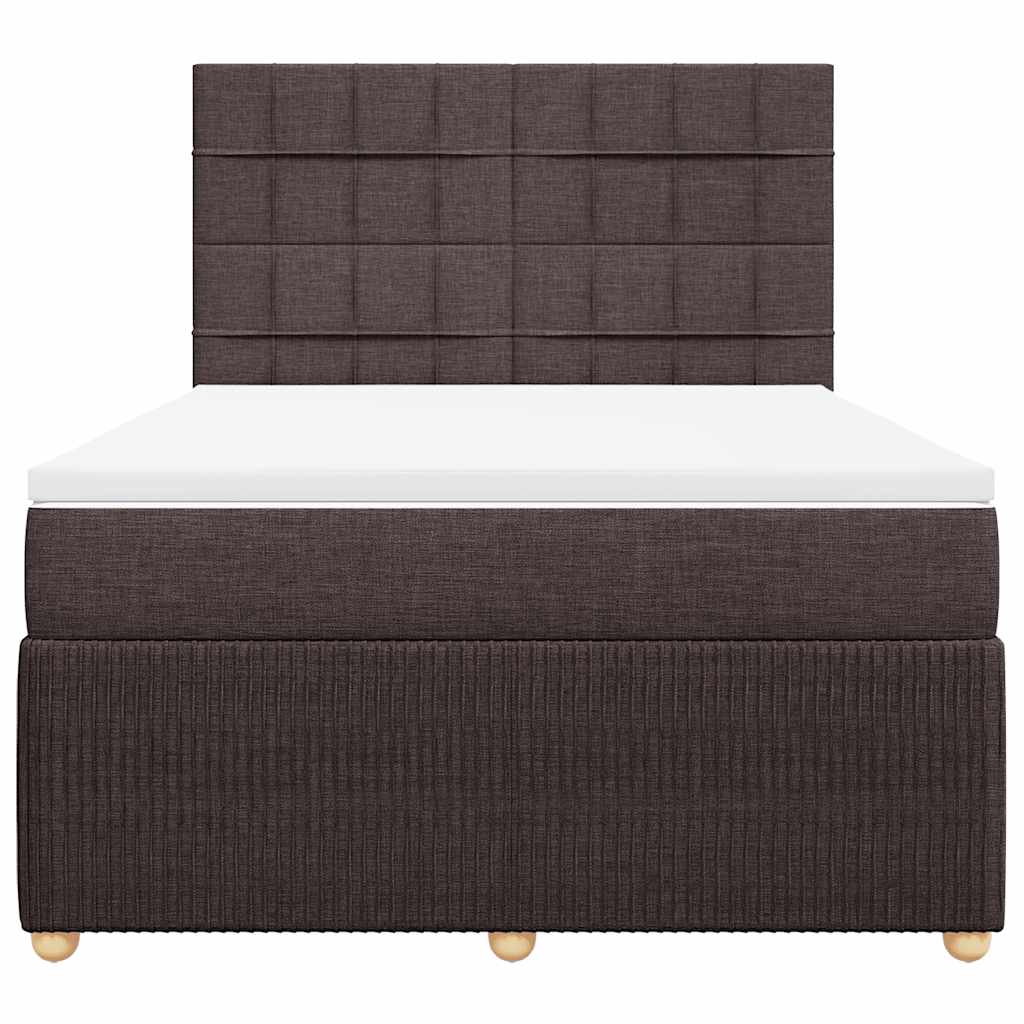 Κρεβάτι Boxspring με Στρώμα Σκούρο Καφέ 140x200 εκ Υφασμάτινο - Pakobazaar