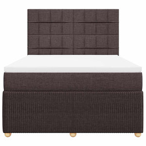 Κρεβάτι Boxspring με Στρώμα Σκούρο Καφέ 140x200 εκ Υφασμάτινο - Pakobazaar