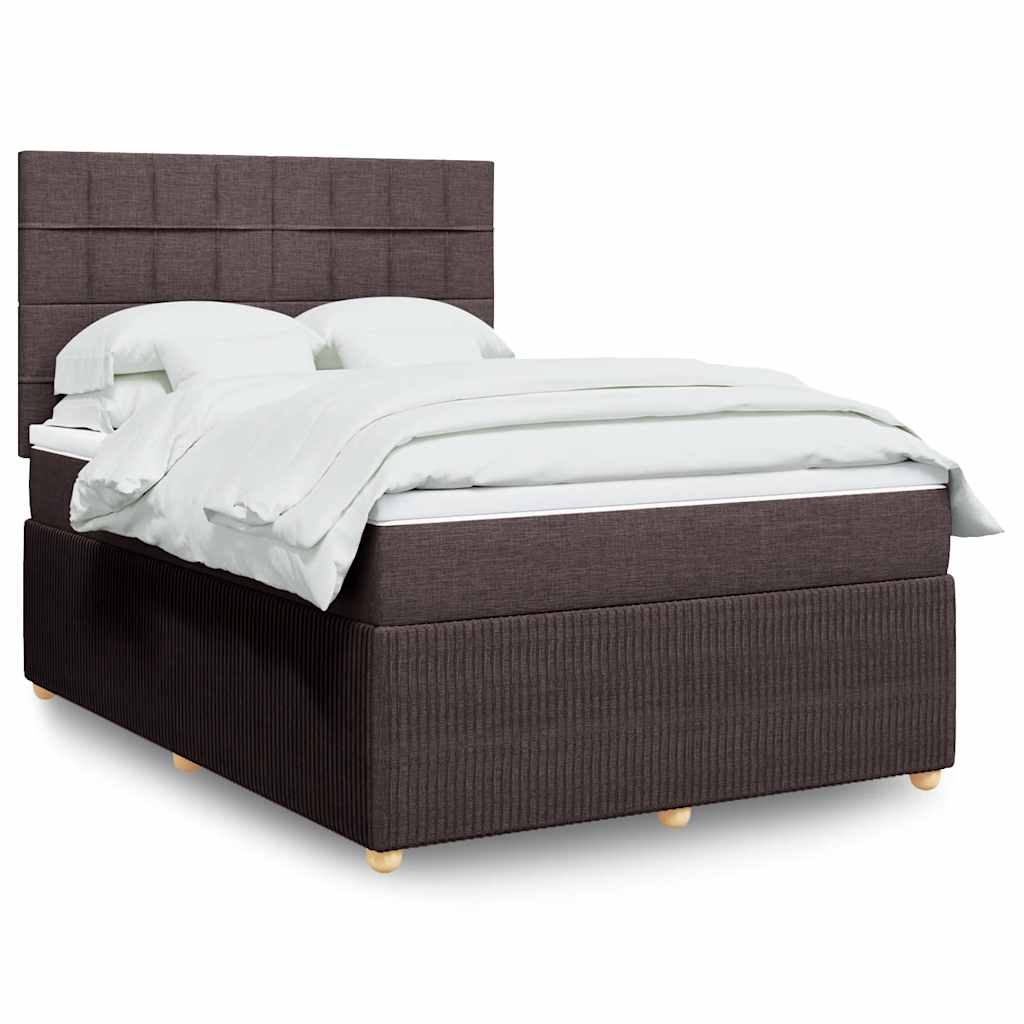 Κρεβάτι Boxspring με Στρώμα Σκούρο Καφέ 140x200 εκ Υφασμάτινο - Pakobazaar