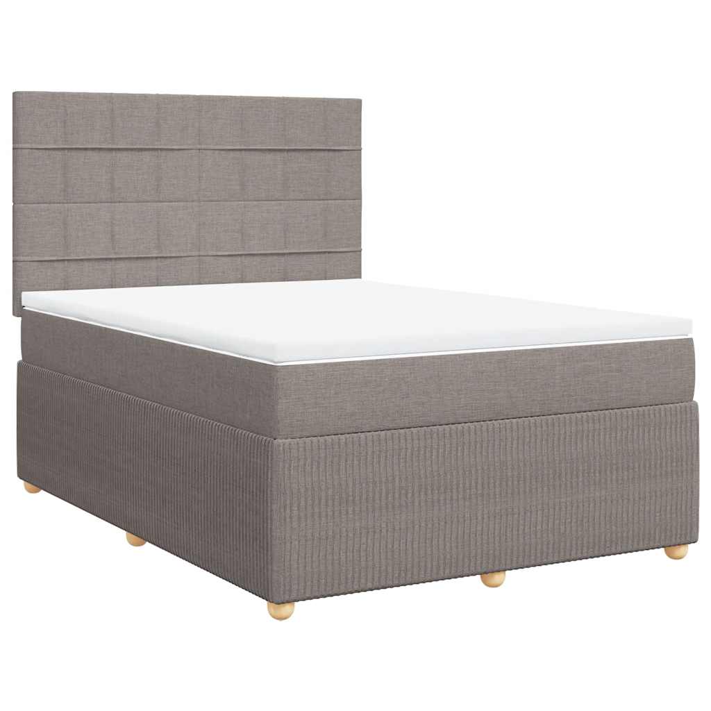 Κρεβάτι Boxspring με Στρώμα Taupe 140x200 εκ. Υφασμάτινο - Pakobazaar