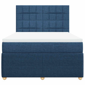 Κρεβάτι Boxspring με Στρώμα Μπλε 140x200 εκ. Υφασμάτινο - Pakobazaar