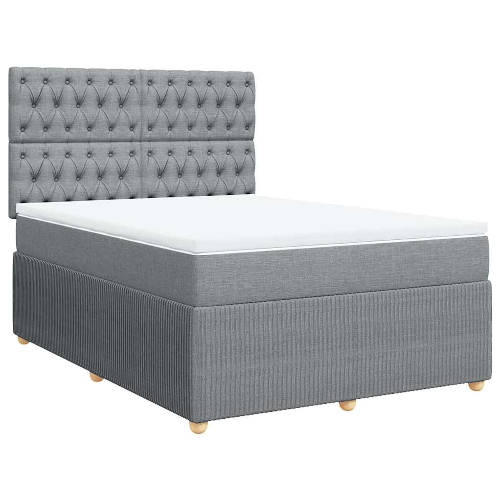 Κρεβάτι Boxspring με Στρώμα Ανοιχτό Γκρι 140x200 εκ. Υφασμάτινο - Pakobazaar