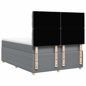 Κρεβάτι Boxspring με Στρώμα Ανοιχτό Γκρι 140x200 εκ. Υφασμάτινο - Pakobazaar