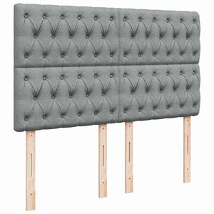 Κρεβάτι Boxspring με Στρώμα Ανοιχτό Γκρι 140x200 εκ. Υφασμάτινο - Pakobazaar