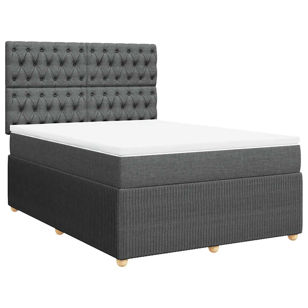 Κρεβάτι Boxspring με Στρώμα Σκούρο Γκρι 140x200 εκ Υφασμάτινο - Pakobazaar