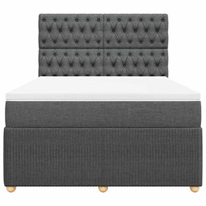 Κρεβάτι Boxspring με Στρώμα Σκούρο Γκρι 140x200 εκ Υφασμάτινο - Pakobazaar