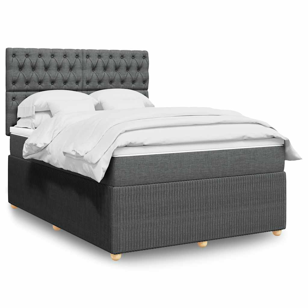 Κρεβάτι Boxspring με Στρώμα Σκούρο Γκρι 140x200 εκ Υφασμάτινο - Pakobazaar