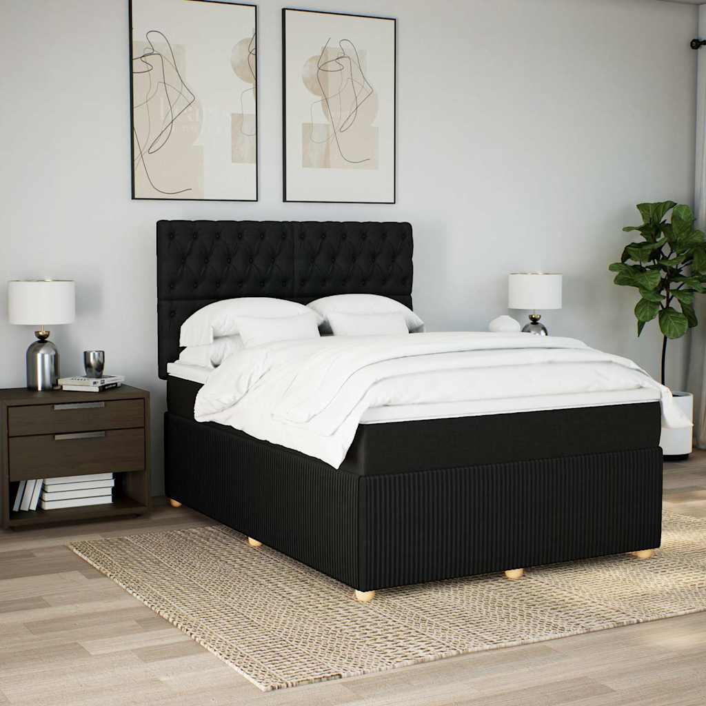 Κρεβάτι Boxspring με Στρώμα Μαύρο 140x200 εκ. Υφασμάτινο - Pakobazaar
