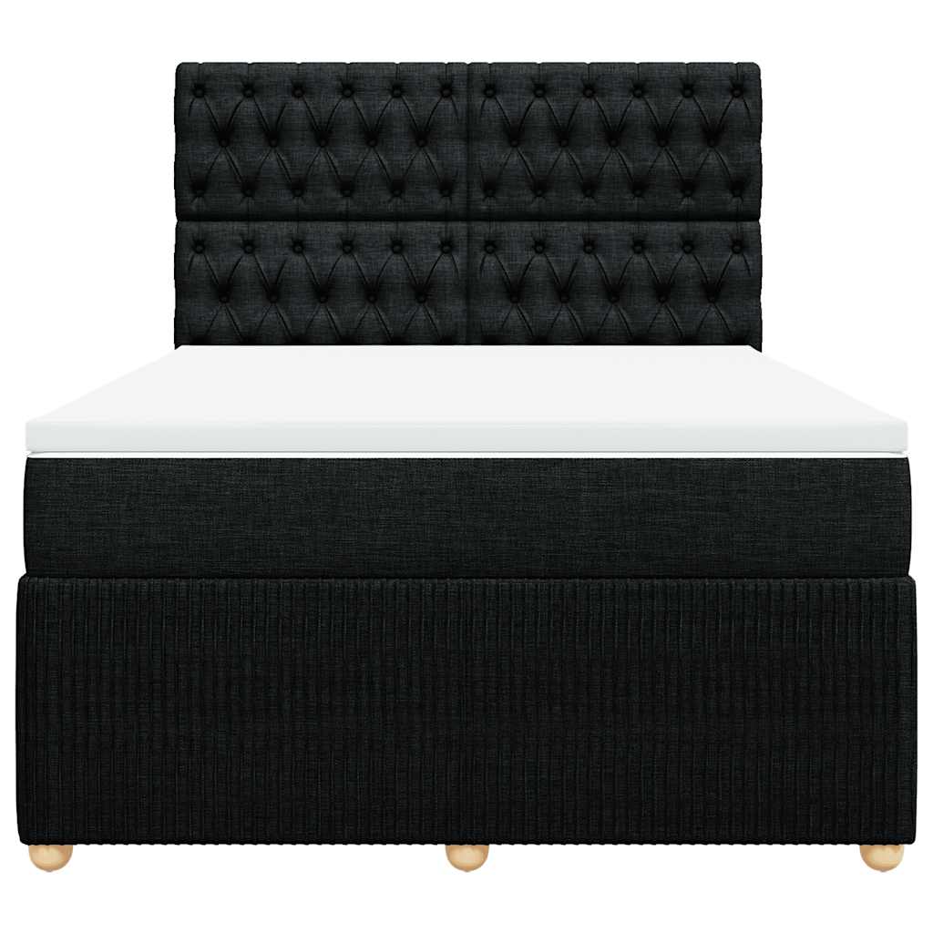 Κρεβάτι Boxspring με Στρώμα Μαύρο 140x200 εκ. Υφασμάτινο - Pakobazaar