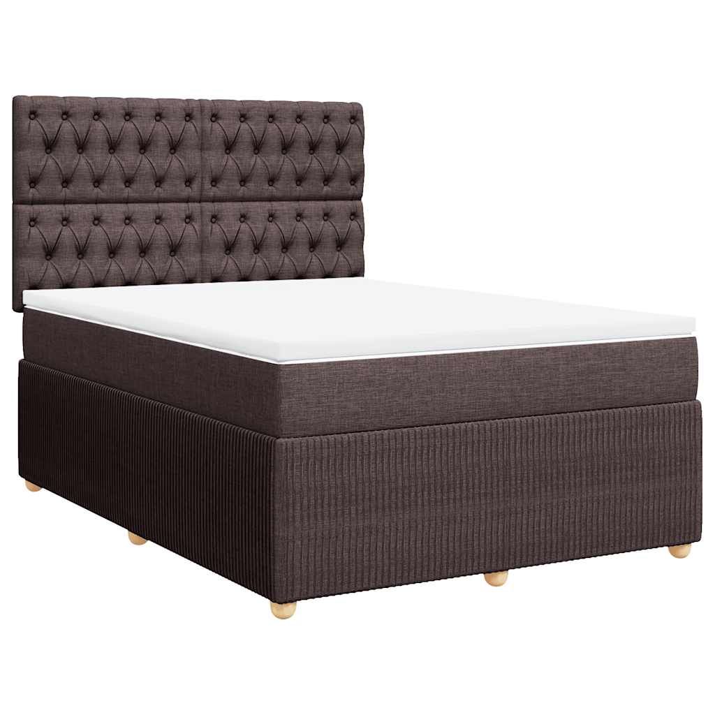 Κρεβάτι Boxspring με Στρώμα Σκούρο Καφέ 140x200 εκ Υφασμάτινο - Pakobazaar