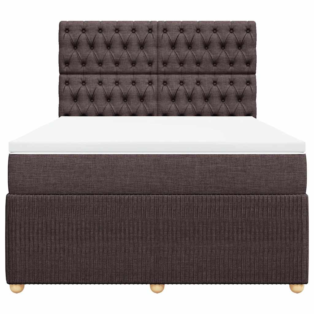 Κρεβάτι Boxspring με Στρώμα Σκούρο Καφέ 140x200 εκ Υφασμάτινο - Pakobazaar