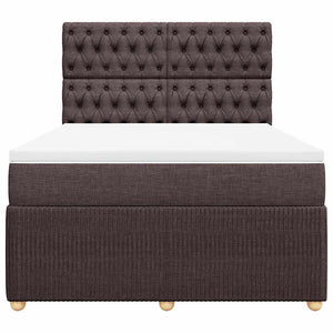 Κρεβάτι Boxspring με Στρώμα Σκούρο Καφέ 140x200 εκ Υφασμάτινο - Pakobazaar