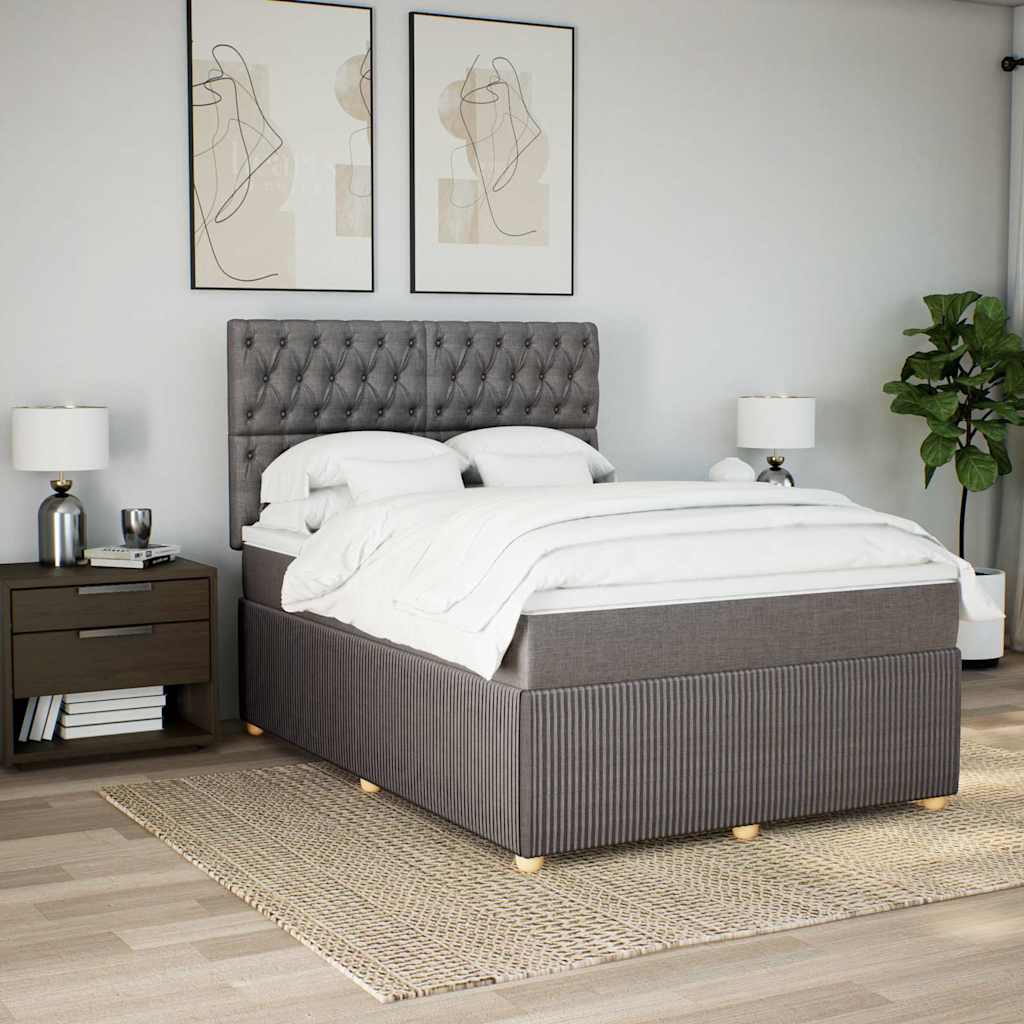 Κρεβάτι Boxspring με Στρώμα Taupe 140x200 εκ. Υφασμάτινο - Pakobazaar