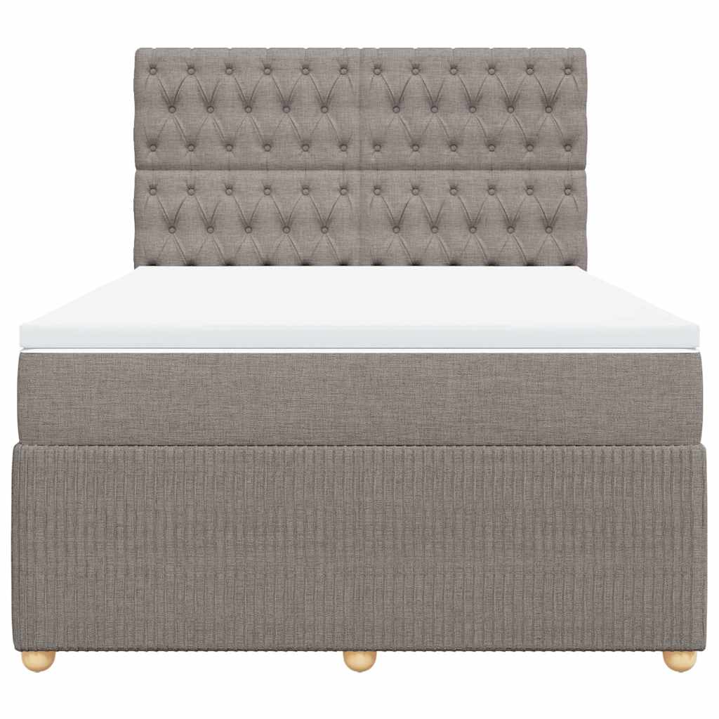Κρεβάτι Boxspring με Στρώμα Taupe 140x200 εκ. Υφασμάτινο - Pakobazaar